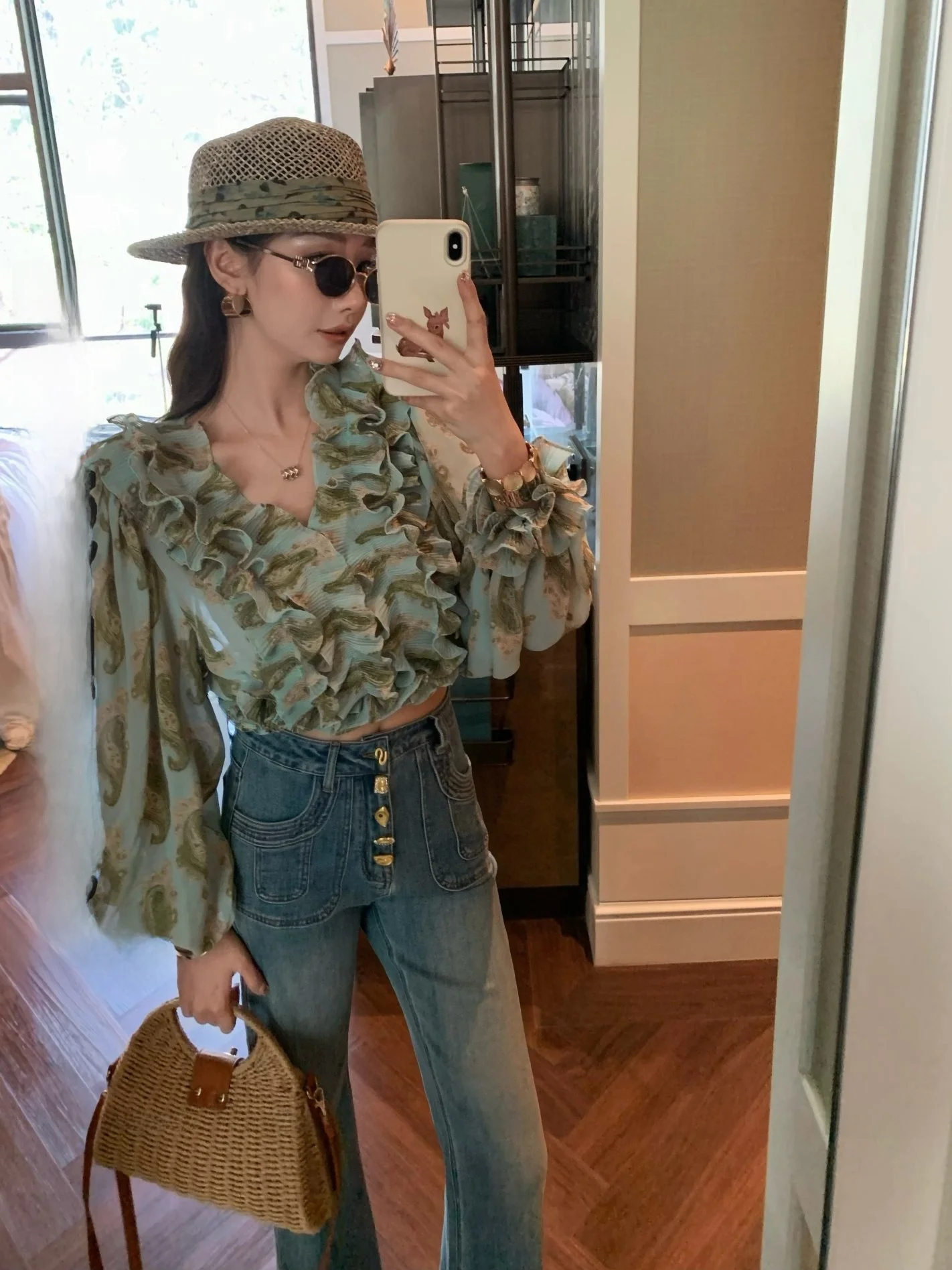 

New Dadada Fashionable Lotus Leaf Collar Shirt Women's Stylish Age-defying Beautiful Top Breathable Polyester Spring Casual