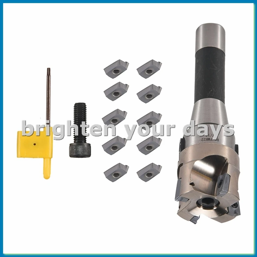 

400R 50MM Milling CNC Face End Mill Cutter Kit + 10Pcs APMT1604 Carbide Inserts + R8 Shank Arbor for Power Machine Tool-A79U