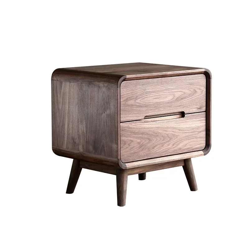 Nordic all solid wood black walnut bedside table, white oak storage cabinet, modern simple bedroom cherry wood storage