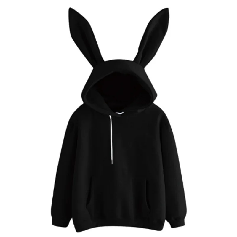 Autumn Winter Women Hoodies Kawaii Rabbit Ears Fashion Hoody Casual colors Solid Color Warm Sweatshirt Hoodies For Women y2k top