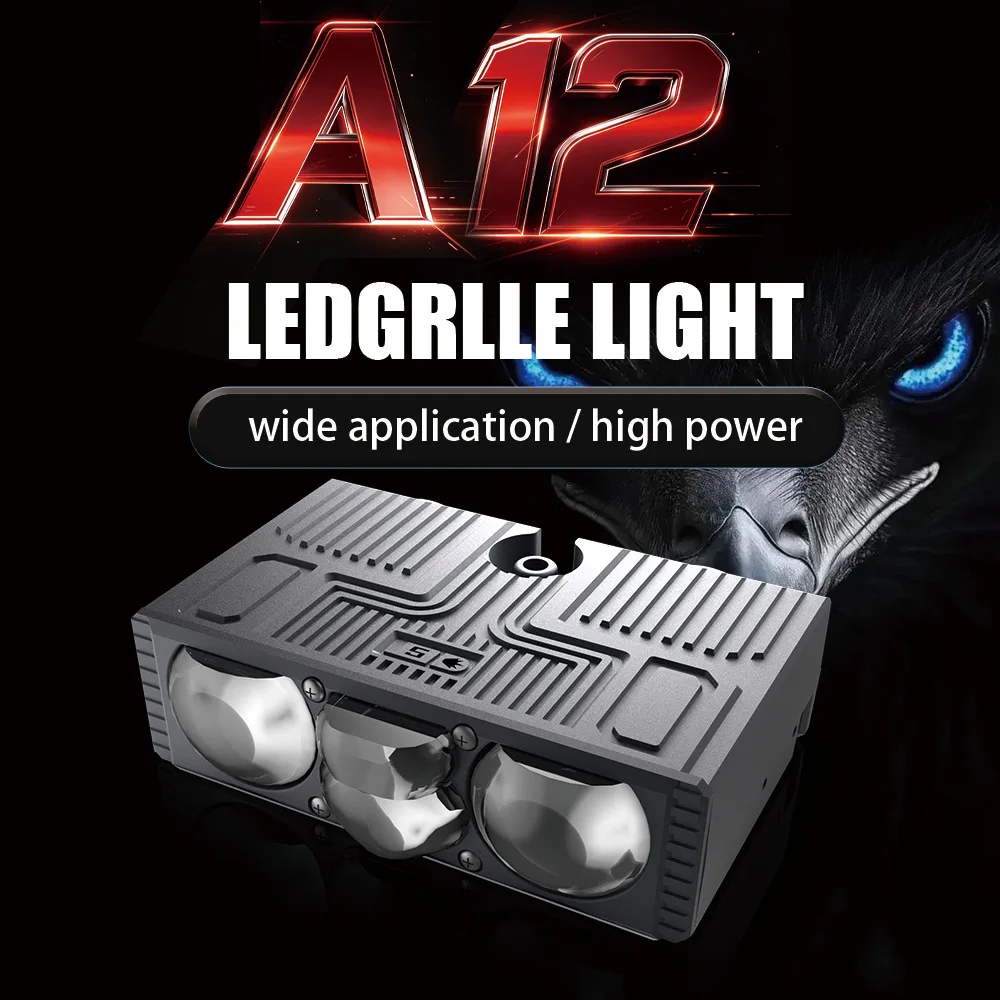 

Customized A12 high power 200W car 3 lens LED bulb headlight far and near light grid light car light