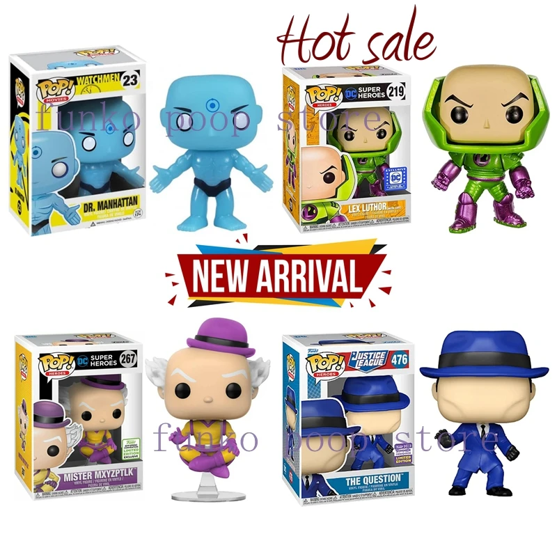 Héroes FUNKO POP Dr. Manhattan # 23 Traje Lex Luthor Mech # 219 Señor Mxyzptlk # 267 La pregunta # 476 Figuras de acción de juguete para regalo