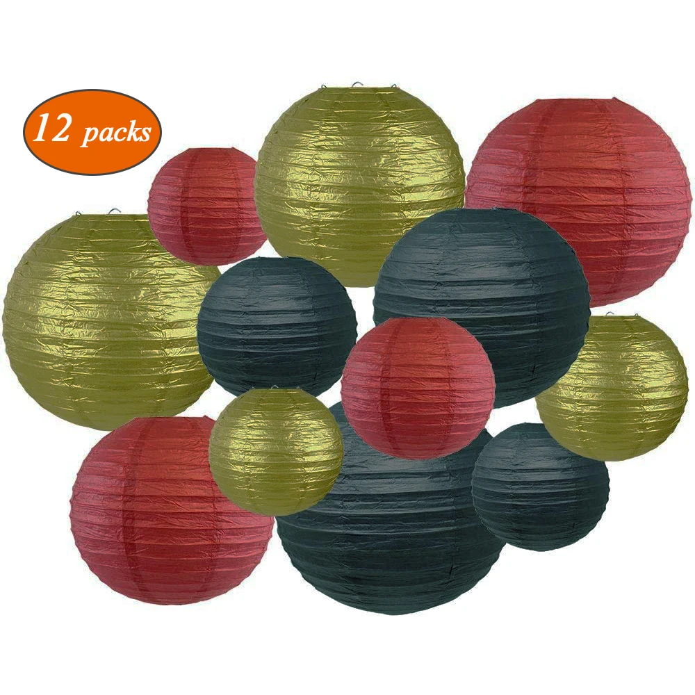 12 pcs Paper Lanterns Assorted Sizes of 6