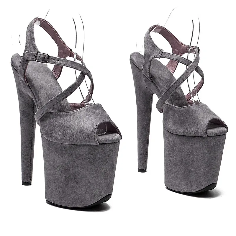 

Fashion 20CM/8inches Suede Upper Plating Platform Sexy High Heels Sandals Pole Dance Shoes 257