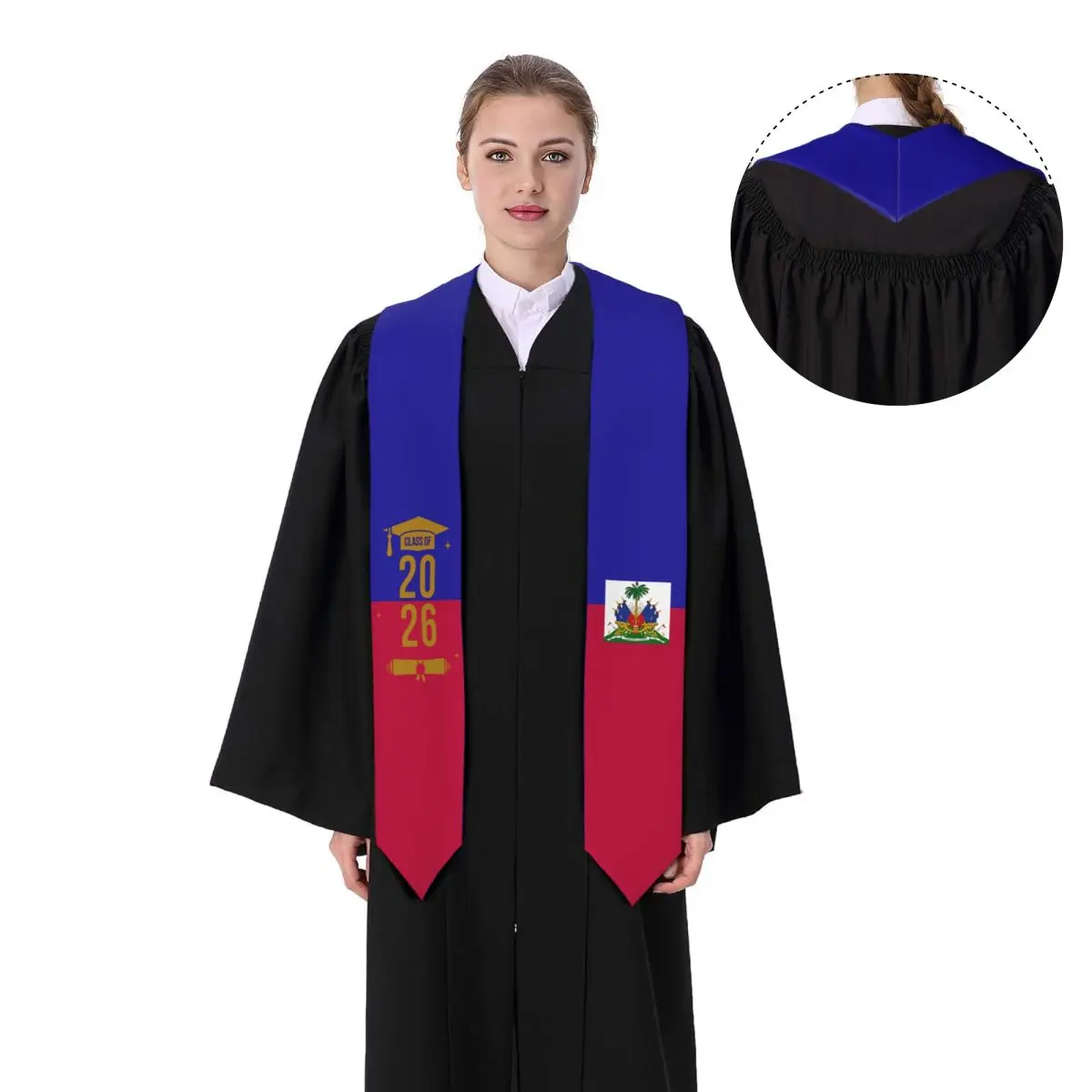 Class Of 2026 Haiti Flag Graduation Stole Sash Scarf For International Students Proud 183CM Long view 4