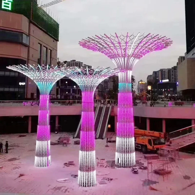 OEM/ODM Giant Outdoor Commercial Square Light Decoration LED 3D Light Motif Light Tower Tree For Festival