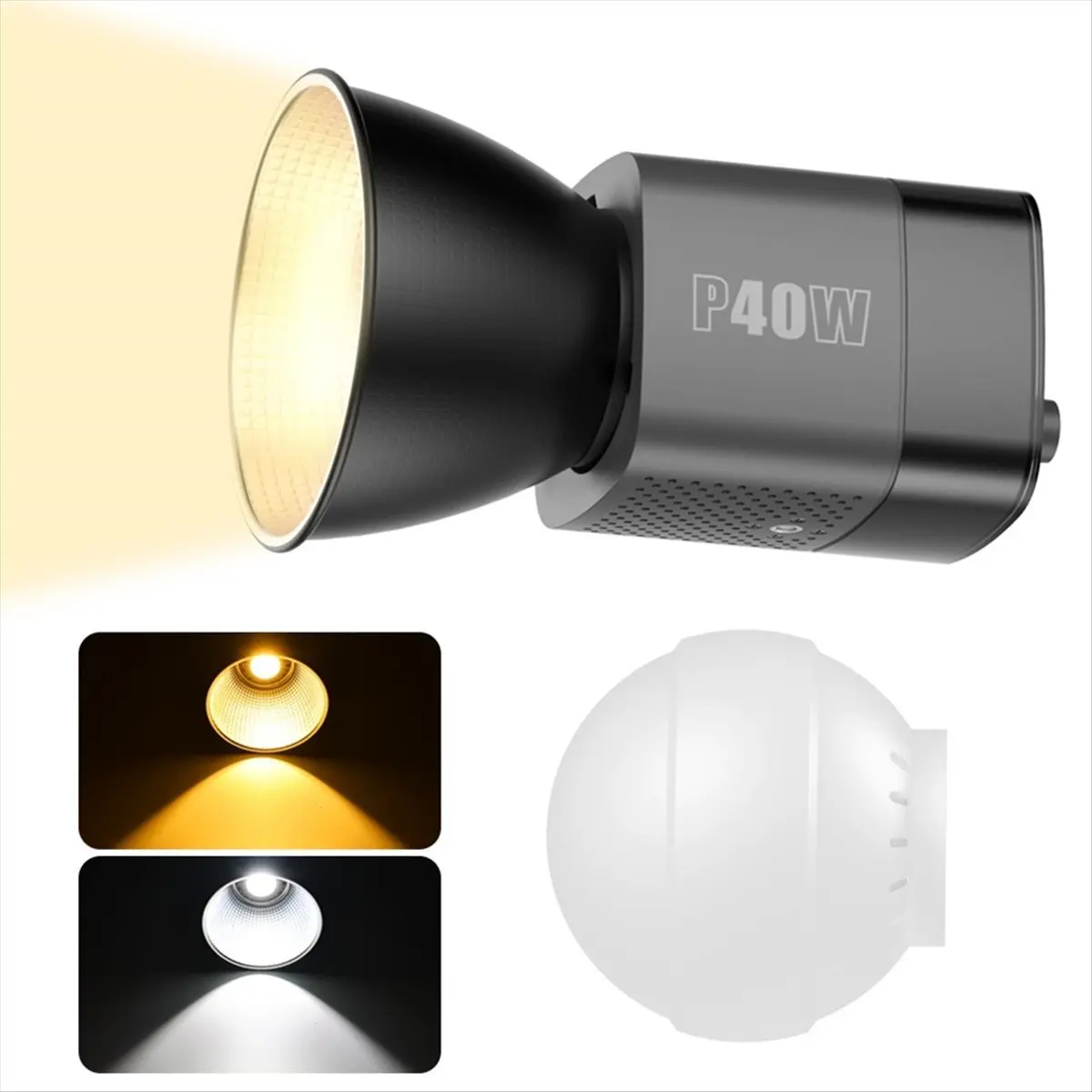 grand LED Video Light 40W Bi-Color COB Photographic Studio Light 2500K-6500K 5000mAh for Live Streaming Commercial Photography