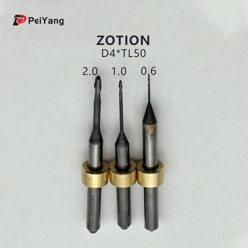 Zotion Milling Machine Burs for Zirconia Wax PMMA Milling Cutters Diamond Coated Shank D4mm Length 50mm Ideal for Dental Lab