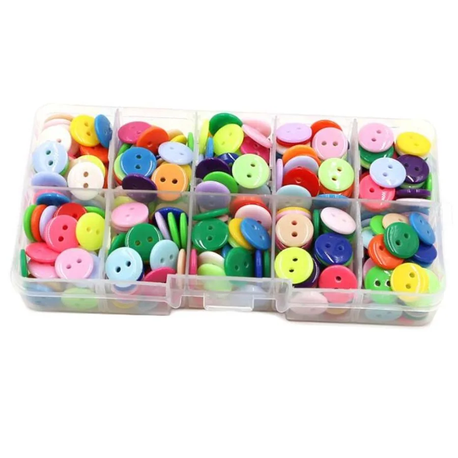 

300 Pcs Multicolor Sewing Resin Buttons DIY Art Craft 2 Holes Round Buttons