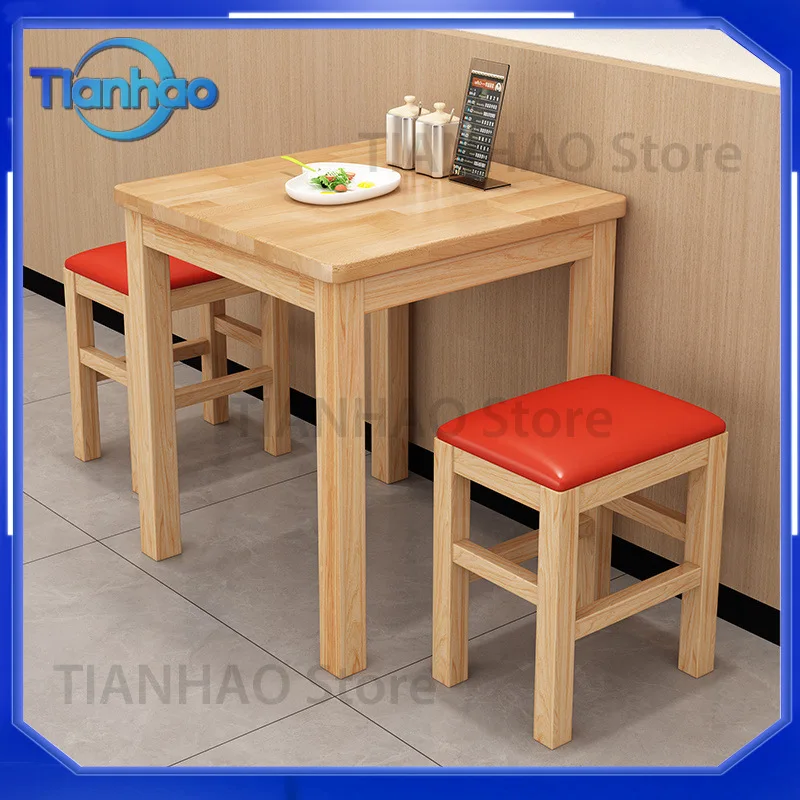 Solid Wood Ramen Restaurant Snack Bar Dining Table Rectangular Breakfast Table for Small Apartments Home Use Fast Food