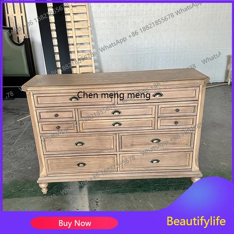 

Американский комод из цельного дерева, прихожая, старый входной шкаф, простой французский прикроватный шкаф для главной спальни