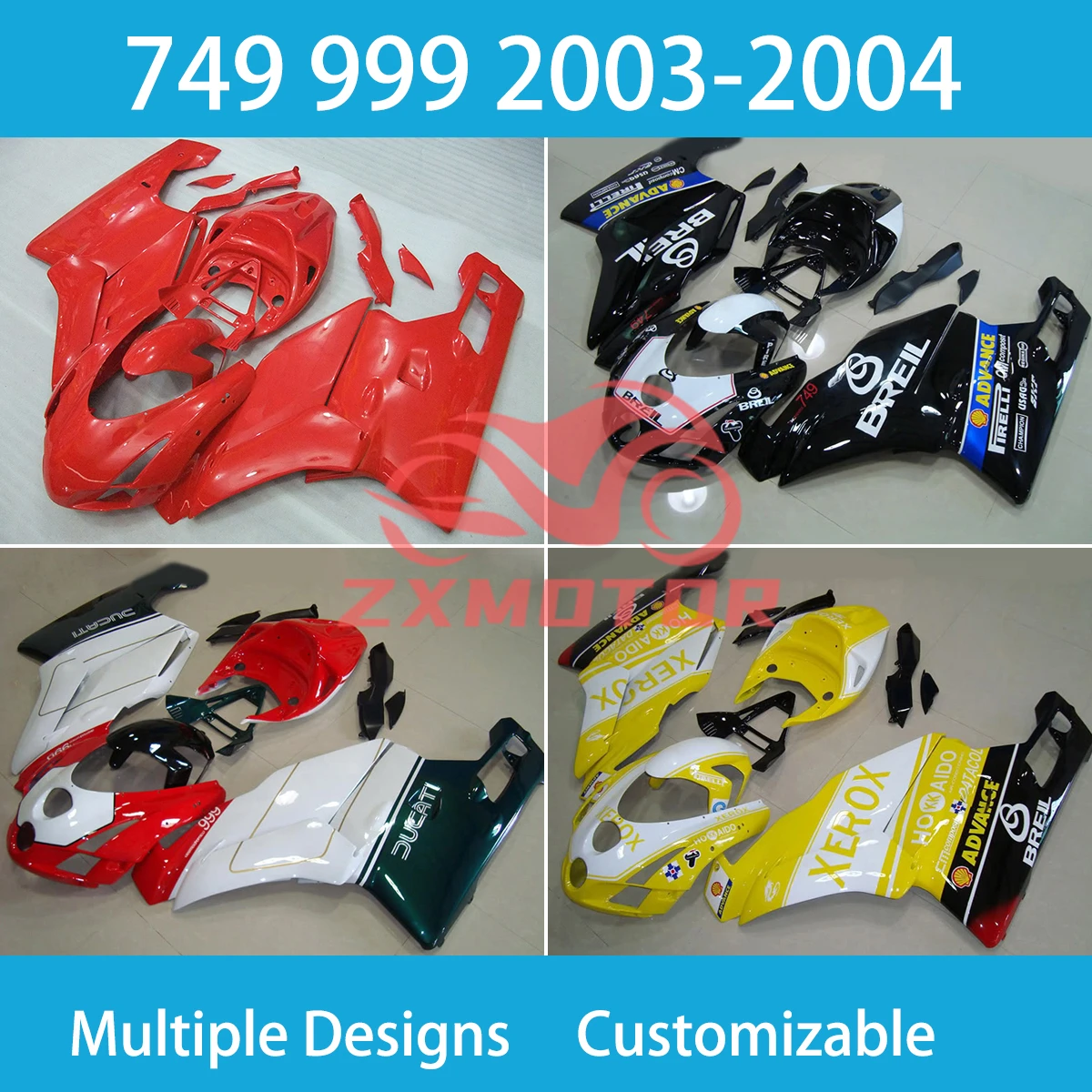 Aftermarket Parts Fairings for Ducati 749 999 2003 2004 Motorcycle Bodywork Fairings ABS Injection Molding Fairing Kit 03 04