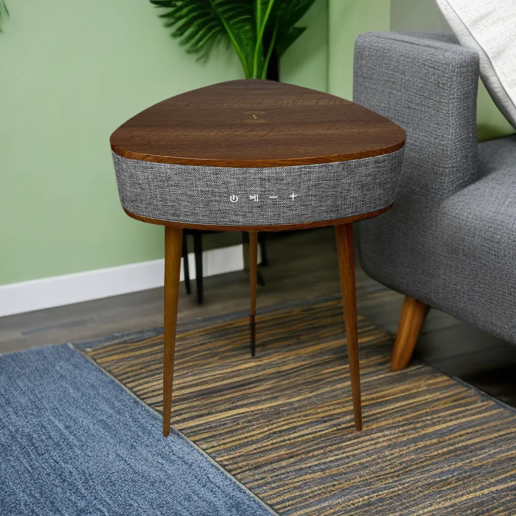 Smart triangle side table corner few wireless charging bluetooth speaker music coffee table TWS function high definition sound