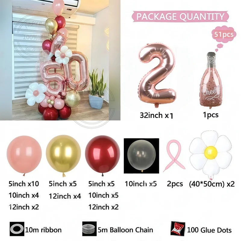 51 قطعة سنة جديدة سعيدة هتاف زجاجة نبيذ الزجاج الألومنيوم فيلم الوردي بالونات أرقام ذهبية وردية 1-9 عيد ميلاد حفل زفاف نعم جديد