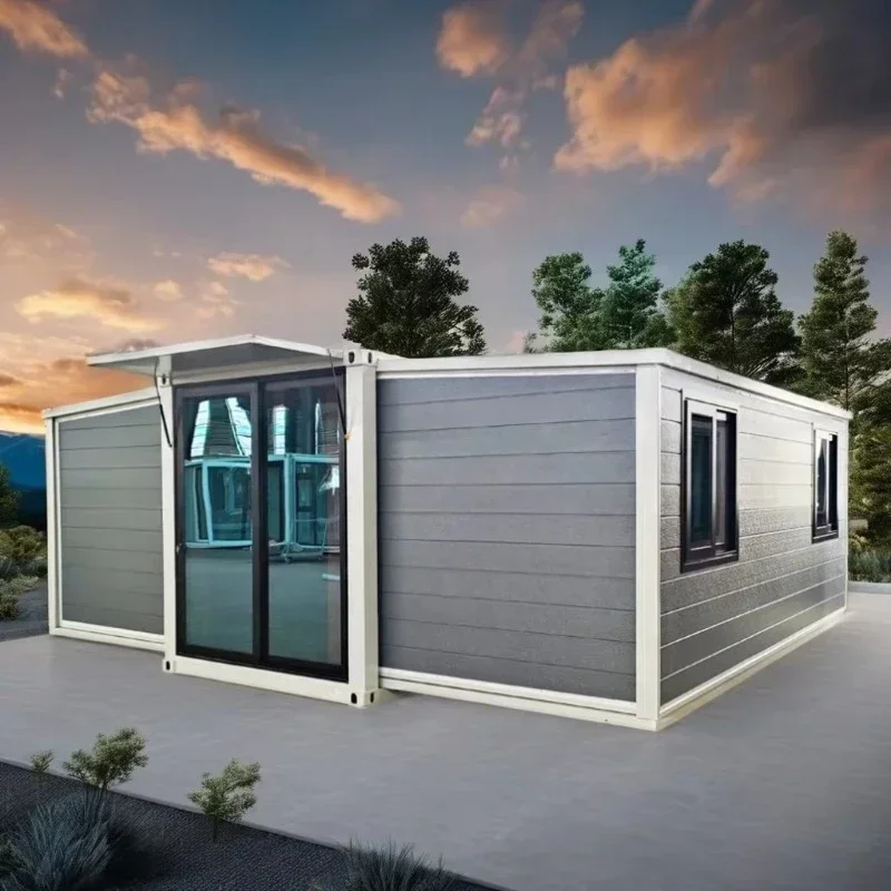 Dual-Wing Foldable Container Restaurant Expandable Prefab Steel Structure Modular Outdoor Cafe Tiny House Home