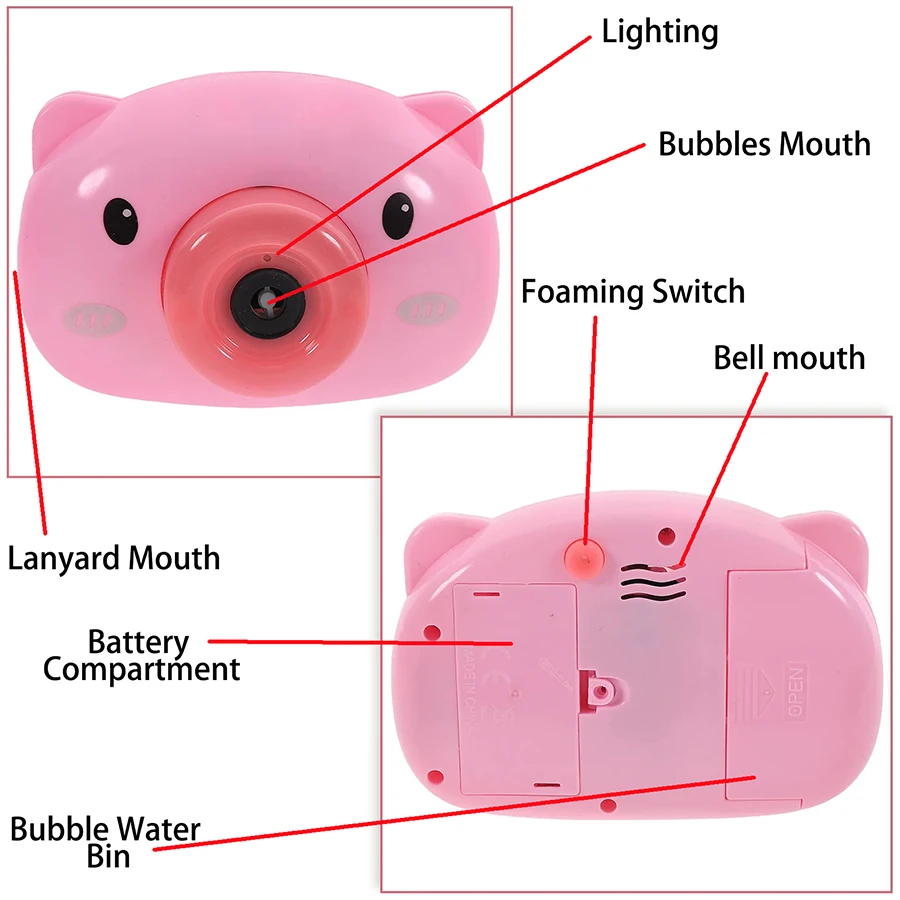 Automatische Lustige Nette Cartoon Schwein Tier Seife Kinder Blase Maker Kamera Bad Wrap Maschine Spielzeug Blase Geschenke (Kein blase wasser)