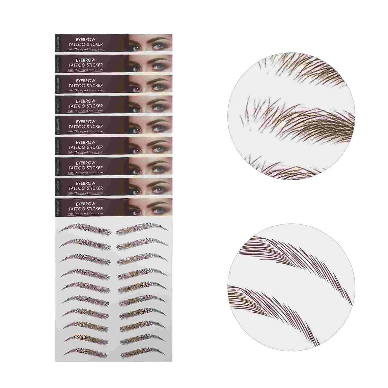 9 Sheets Stickers Waterproof Eyebrow Makeup Tool Imitation Stencils Temporary Tattoos Artificial Brown