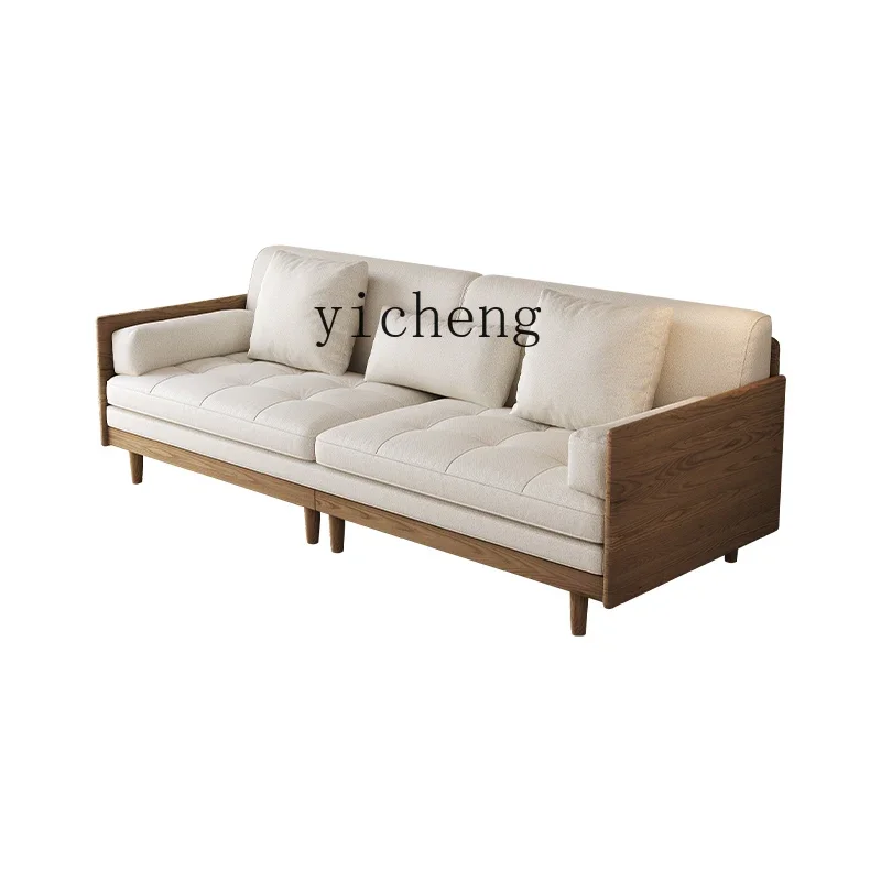 

ZWS. Cotton and linen fabric small apartment sofa bed simple modern sitting and lying dual-purpose drag solid wood