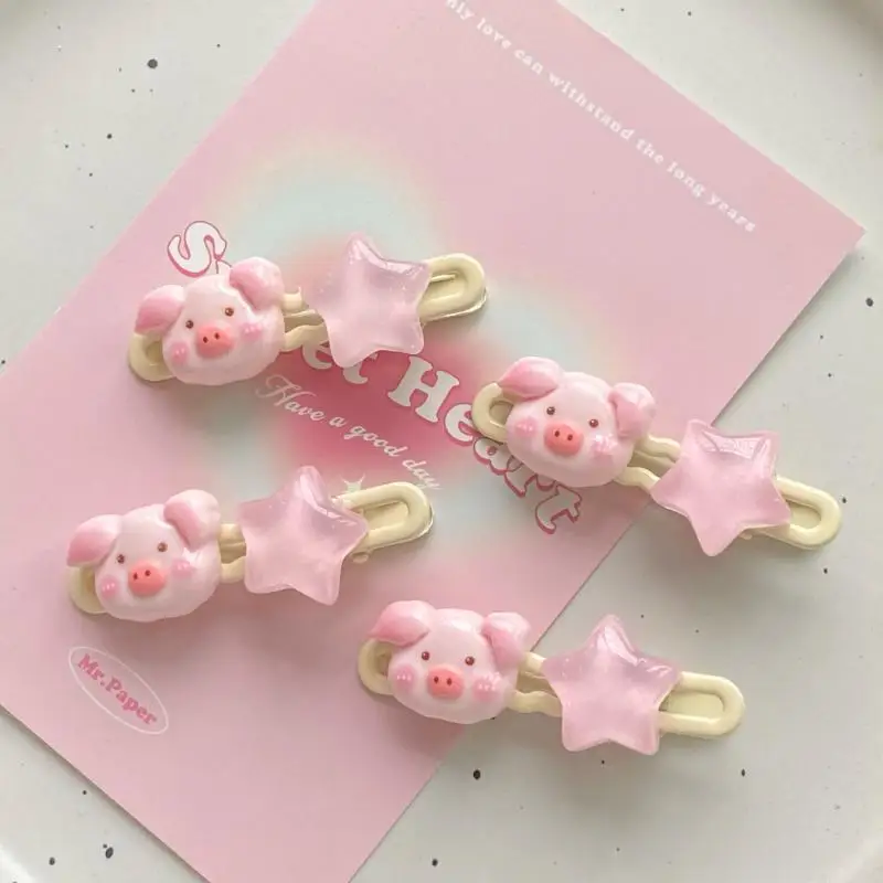 Kawaii Pink Piggy Hair Clip Sweet Girls Bangs Clip Cute Cartoon Pig Hairpin Korean Version Side Clip Women Hair Accessories