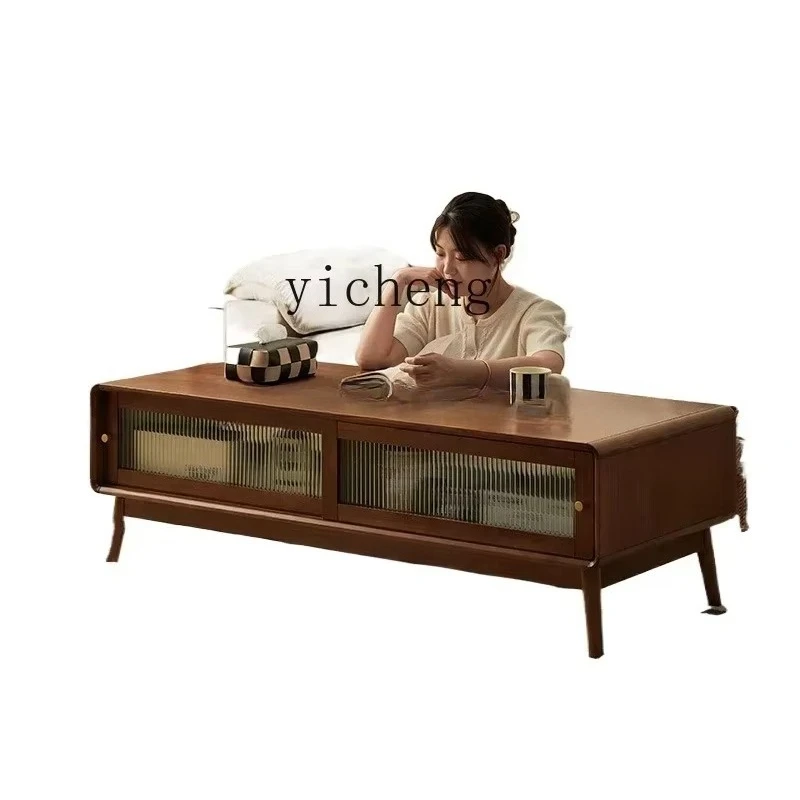 CJ-12  All Solid Wood Coffee Table Living Room Household Coffee Table Small Apartment Tea Table TV Cabinet Combination