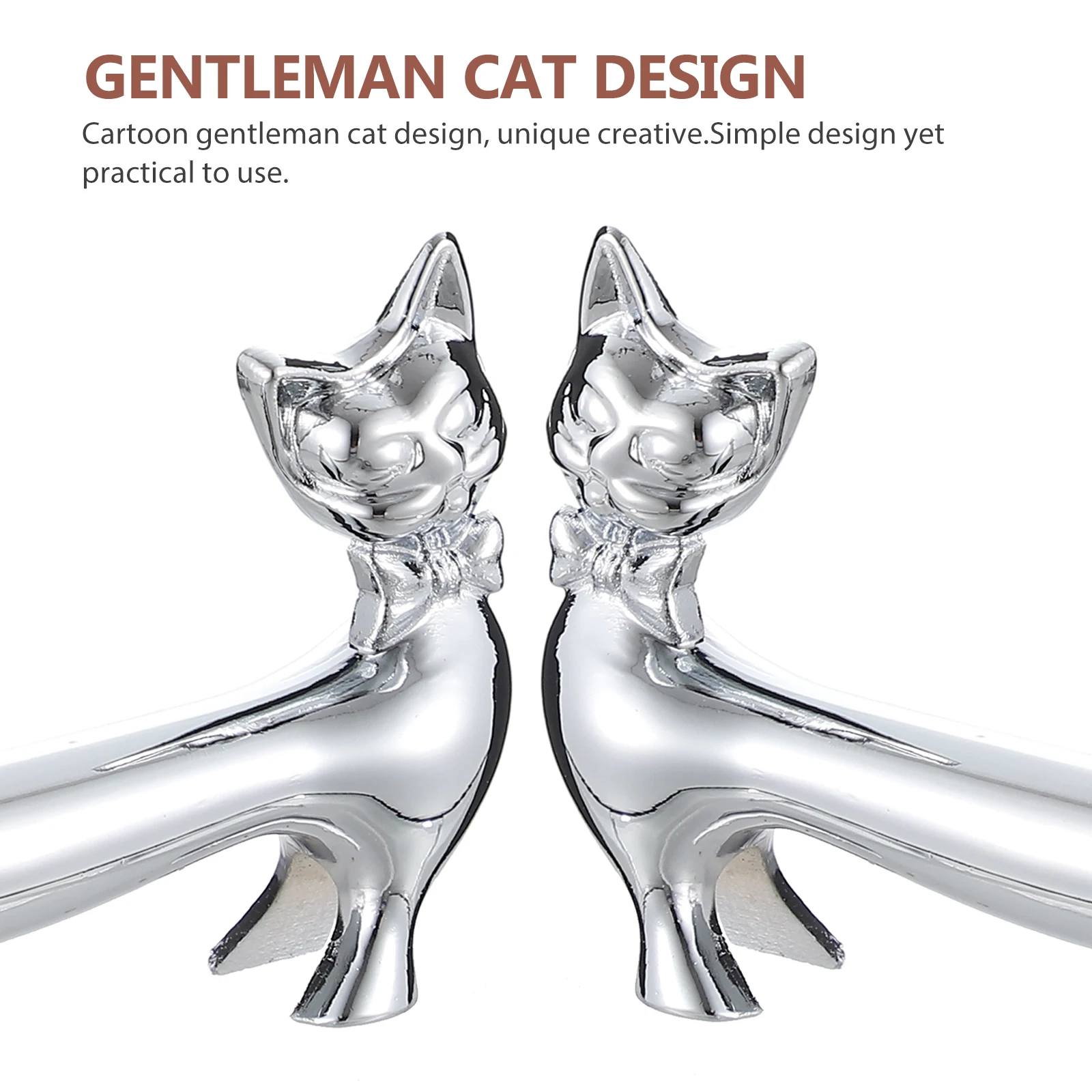 

2Pcs Silver Gentleman Cat Metal Chopstick Rests Kitchen Tableware Stands Holders Prevent Rolling Easy Clean