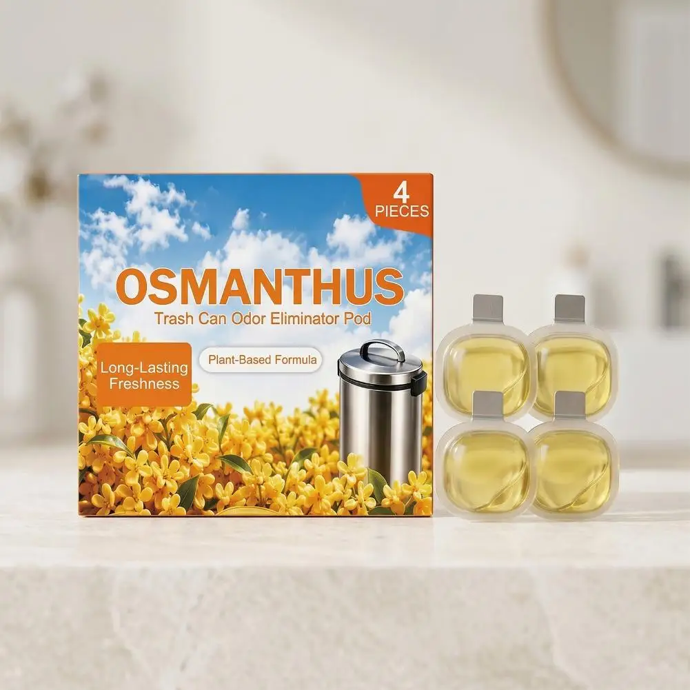 4 Counts Osmanthus Scent Trash Can Deodorizer Pods, Plant Formula Long Lasting Fresh Air Freshener Capsules For Kitchen Bathroom