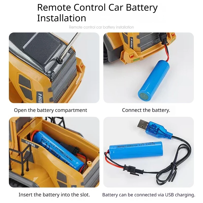 Generic Remote Control Excavator Alloy Engineering Vehicle Usb Rechargeable Electric Toy For Adults Hobby