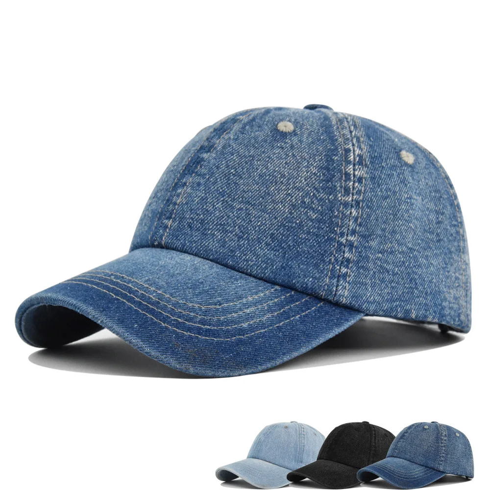 

Washed Solid Color Denim Duckbill Couple Sunshade Baseball Cap
