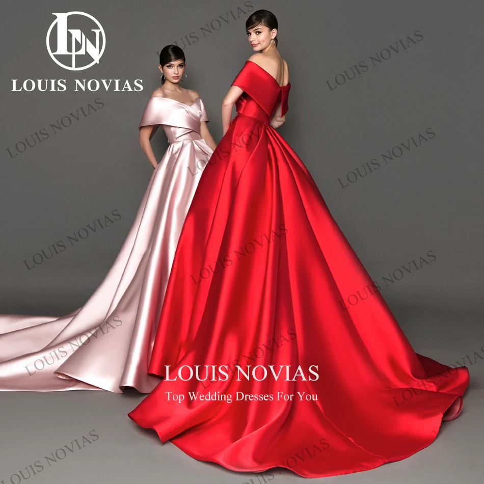 LOUIS NOVIAS Evening Dresses For Women 2024 Delicate V-Neck Off the Shoulder Draped party dresses Court Train Vestidos De Noche