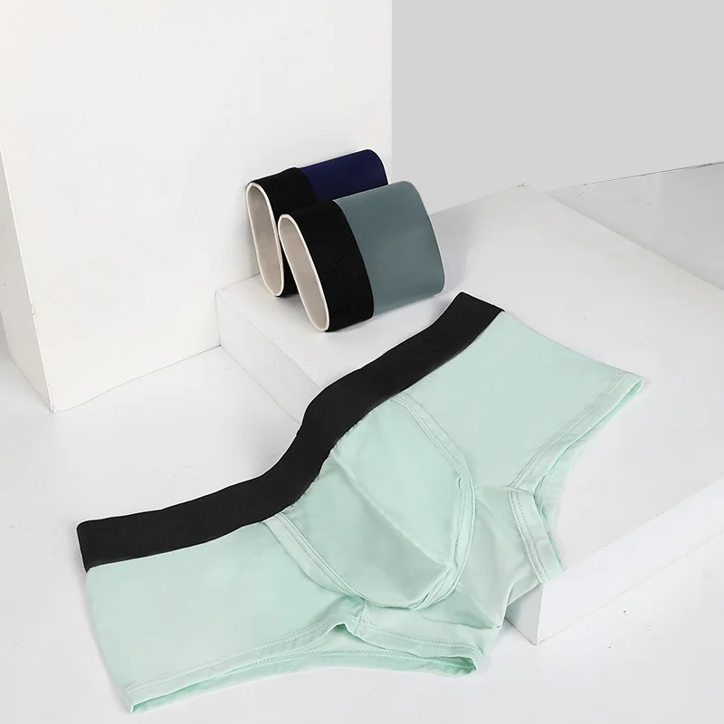 سراويل داخلية منوية للرجال من الحرير الجليدي للصيف رفيعة للأولاد من أزرار الصفن مقسمة للدوالي