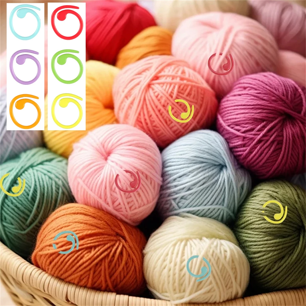 

30 шт., металлический маркер для вязания, многоцветный окрашенный спиральный маркер, пряжка, замок для вязания крючком, зажим для иглы, инструмент для рукоделия