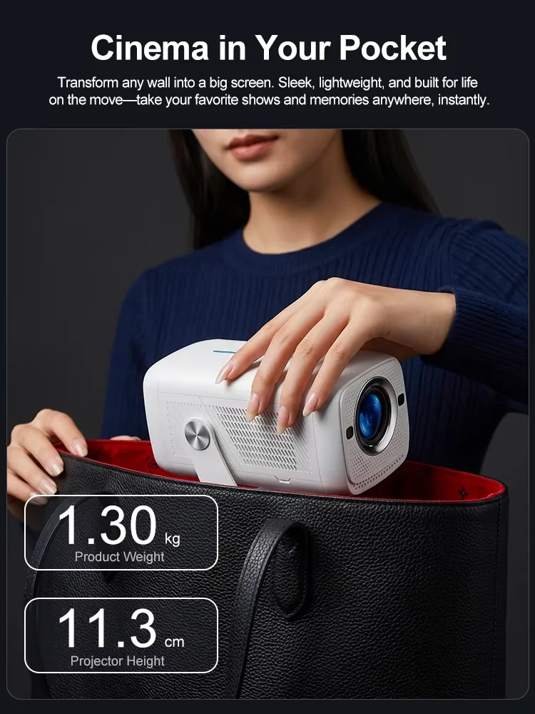 Flixtone T12 LightGo Projector 2100 ANSI Full HD 1080P 2K 4K 8K Mini Portable Android 14.0 Beamer 3D Video for Home Theater