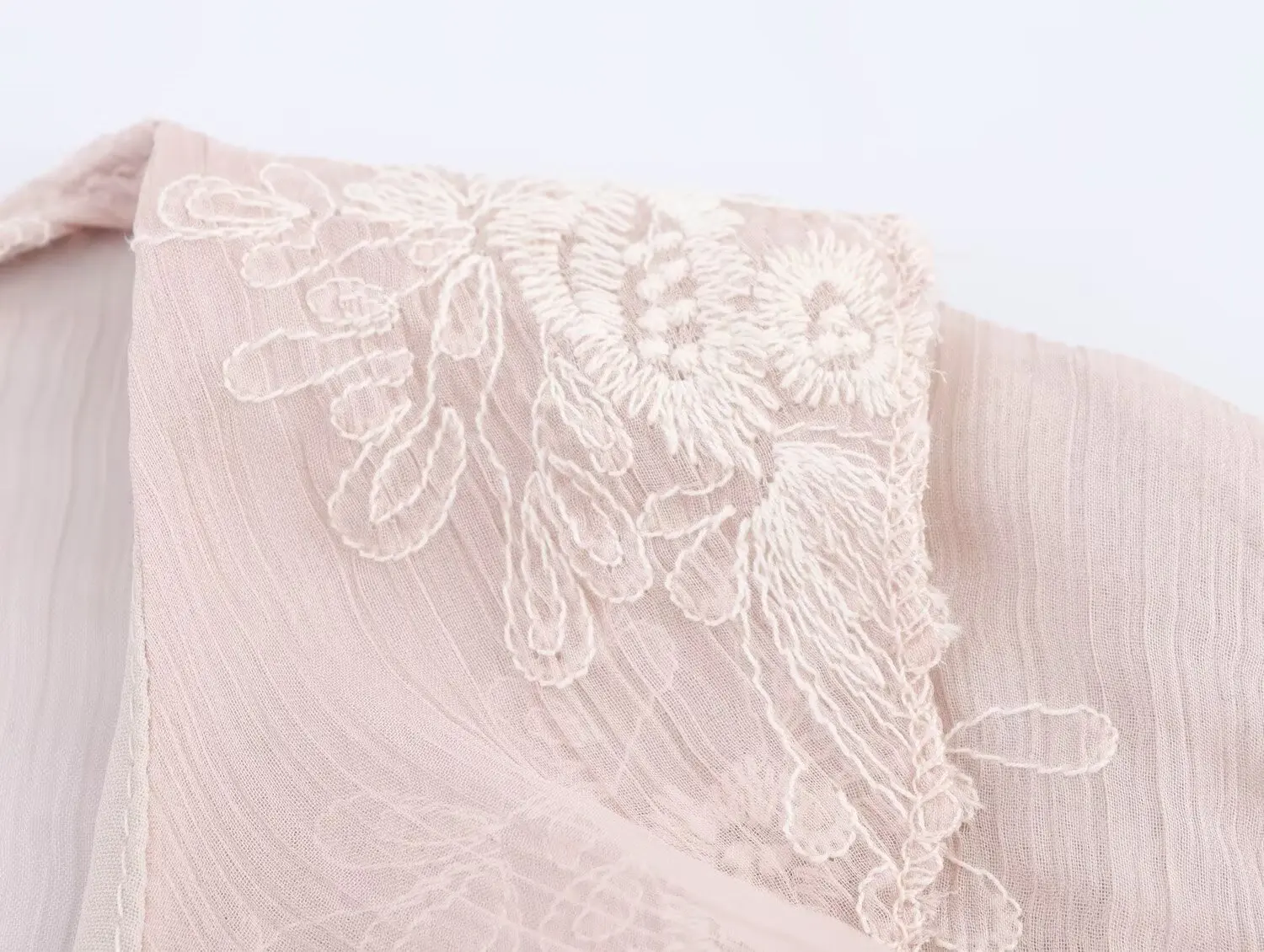 Maxdutti Minimalist Elegant Layered Embroidered Shirt Women Summer Blouse Tops French Chiffon V-neck Casual Short Sleeve Shirt