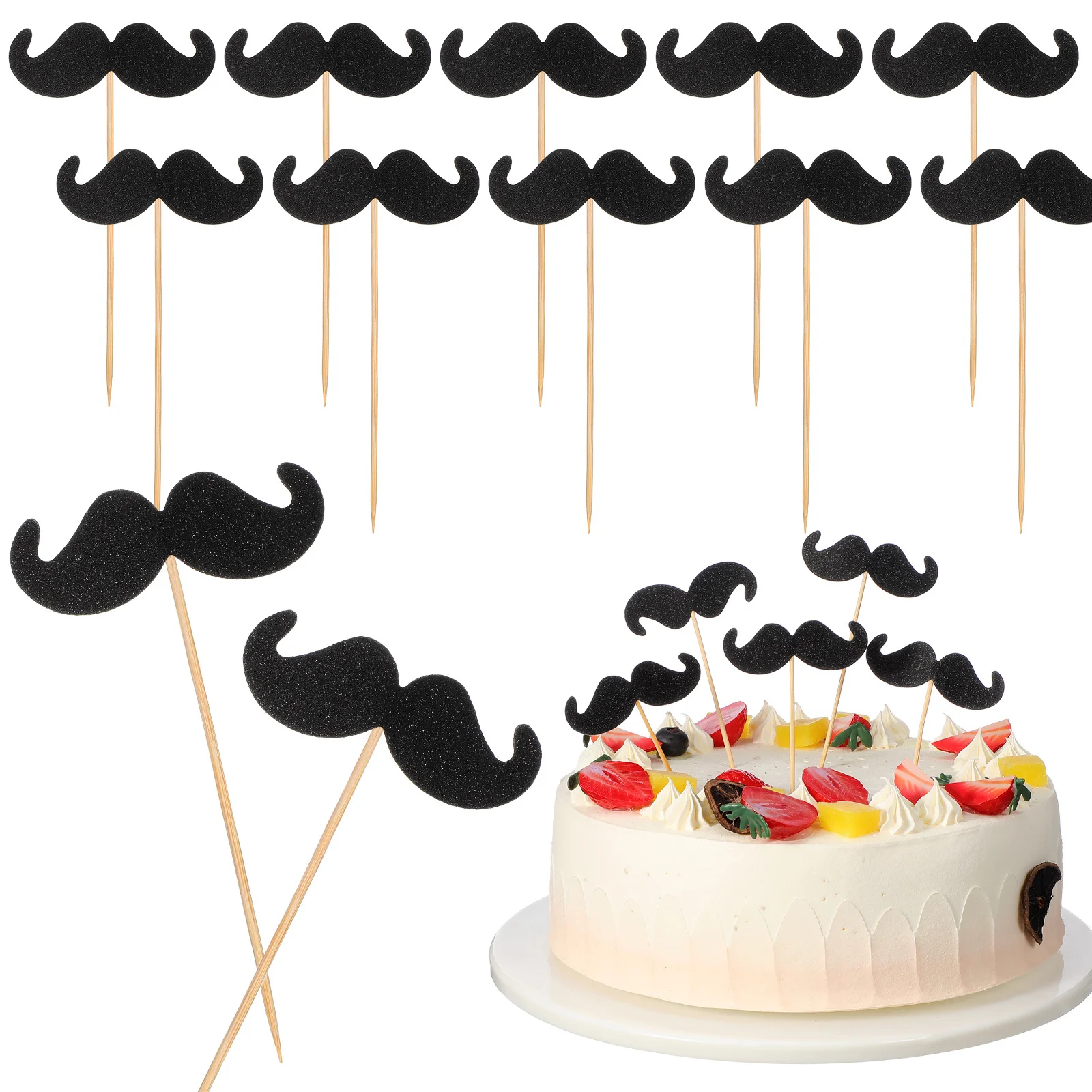 

40Pcs Moustache Cake Topper Paper Funny Birthday Party Decor Cupcake Picks Creative Baking Dessert Moustache Insert