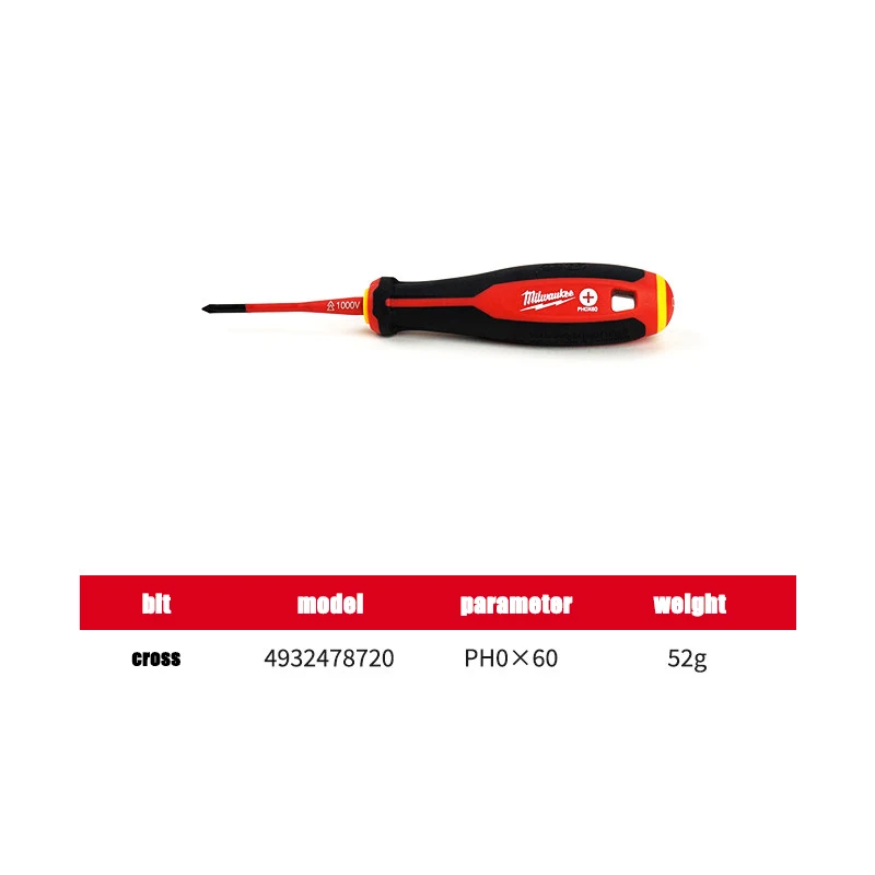 Milwaukee Three Touch Klebegriff VDE Isolierter Schraubendreher, Kreuz- und Flachschraubendreher für Elektriker, Handwerkzeug – Detail 12