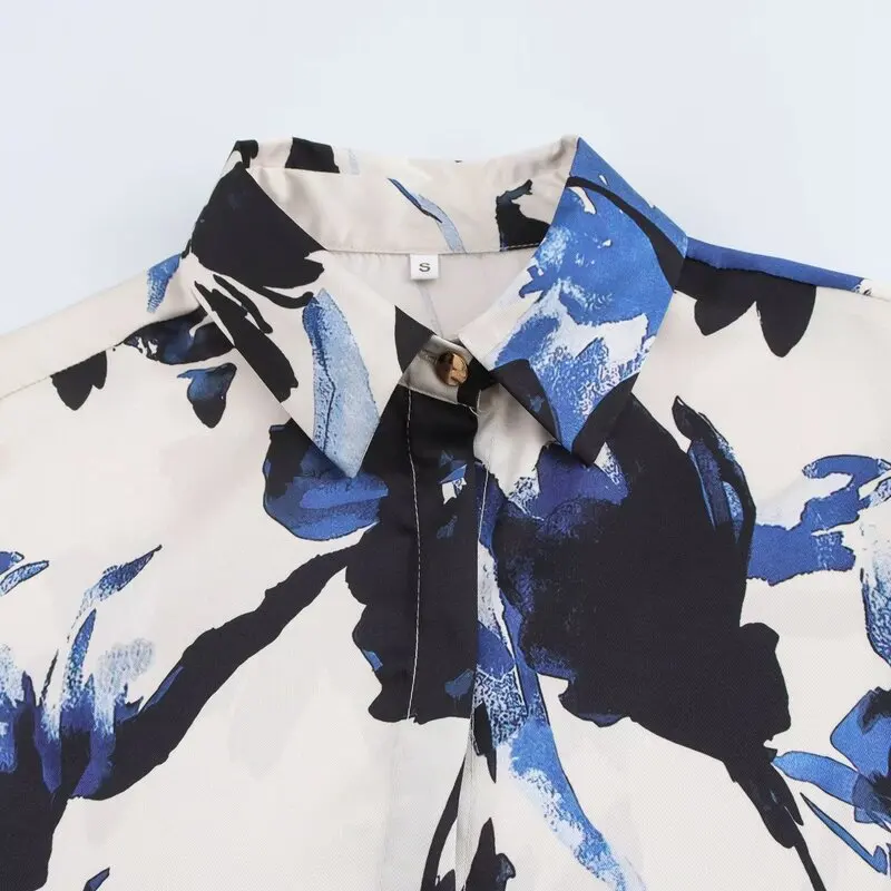 

Spring 2025 Women's Long Sve Silk Satin Print irt Versatile Quali Loose Fit Ladies Premium Faion Casual Workwear