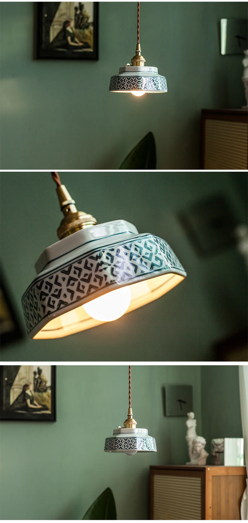 Vintage Ceramic LED Pendant Light Cafe Loft Dining Room Bedside Home Decor Japanese Chandelier Hanging Lamp Luminaire Kitchen