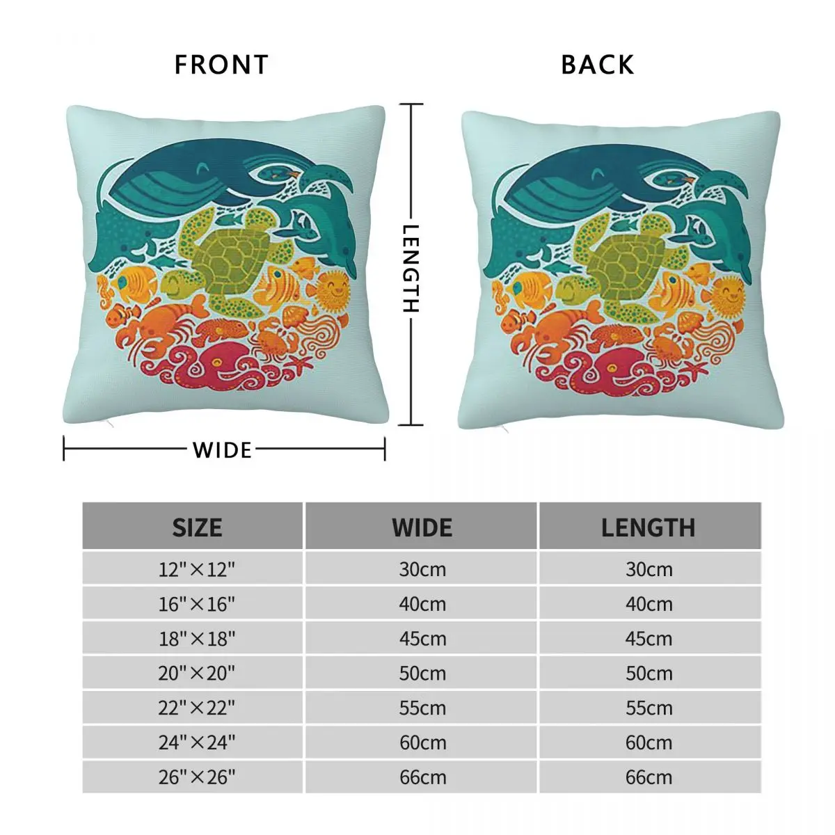 Aquatic Rainbow Square Pillowcase Pillow Cover Polyester Cushion Zip Decorative Comfort Throw Pillow for Home Bedroom