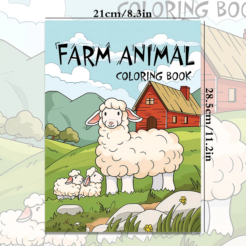 1pc, Farm Coloring Book, Teenagers Coloring Book, 30 different patterns, 100gsm thick paper, stress reliever, birthday gift