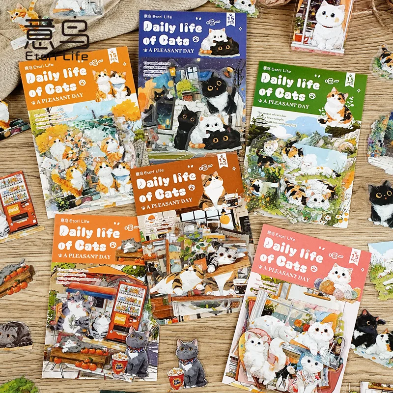 

15pcs/lot Kawaii Stationery Stickers Meow Meow's Daily Life Diary Planner Decorative Mobile Stickers Scrapbooking Craft Stickers