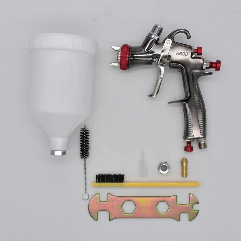 Pistola a spruzzo R500 LVLP Pistola per verniciatura per auto con alimentazione a gravità Ugello da 1,3 mm Pistola a spruzzo per vernice per camion per auto domestiche da 600 cc