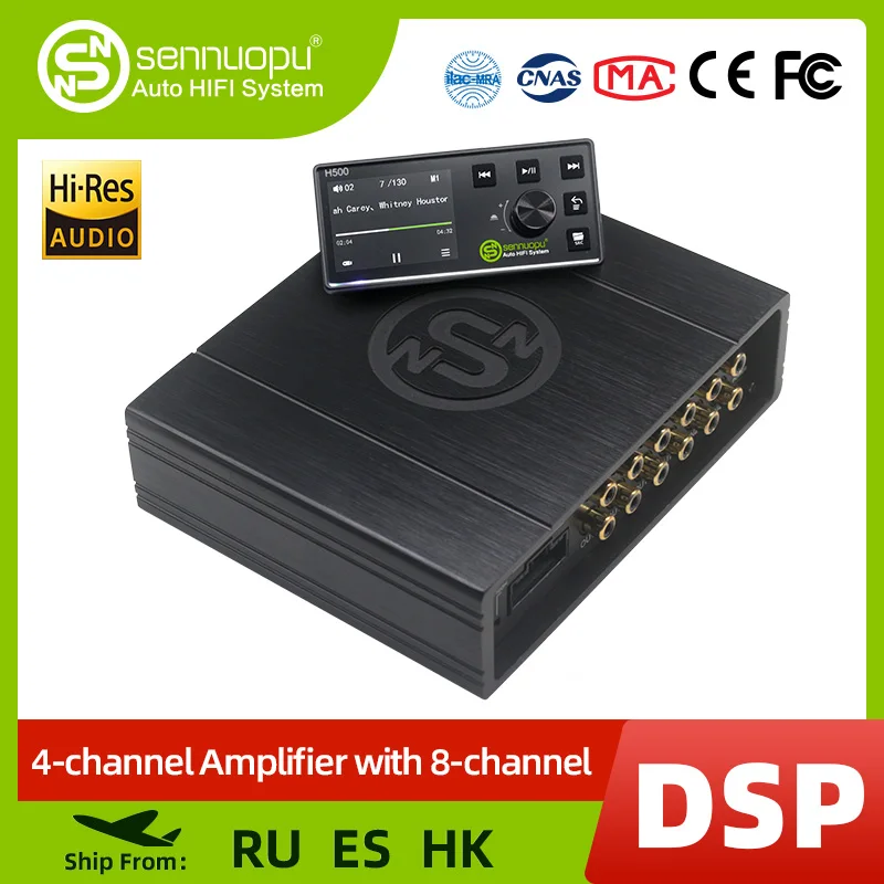 Sennuopu DS-M8 Car Audio 4 Ch Power Amplifier 8 Channel Dsp Processor Bluetooth Amp Equalizer Amplificador Automotivio Sound