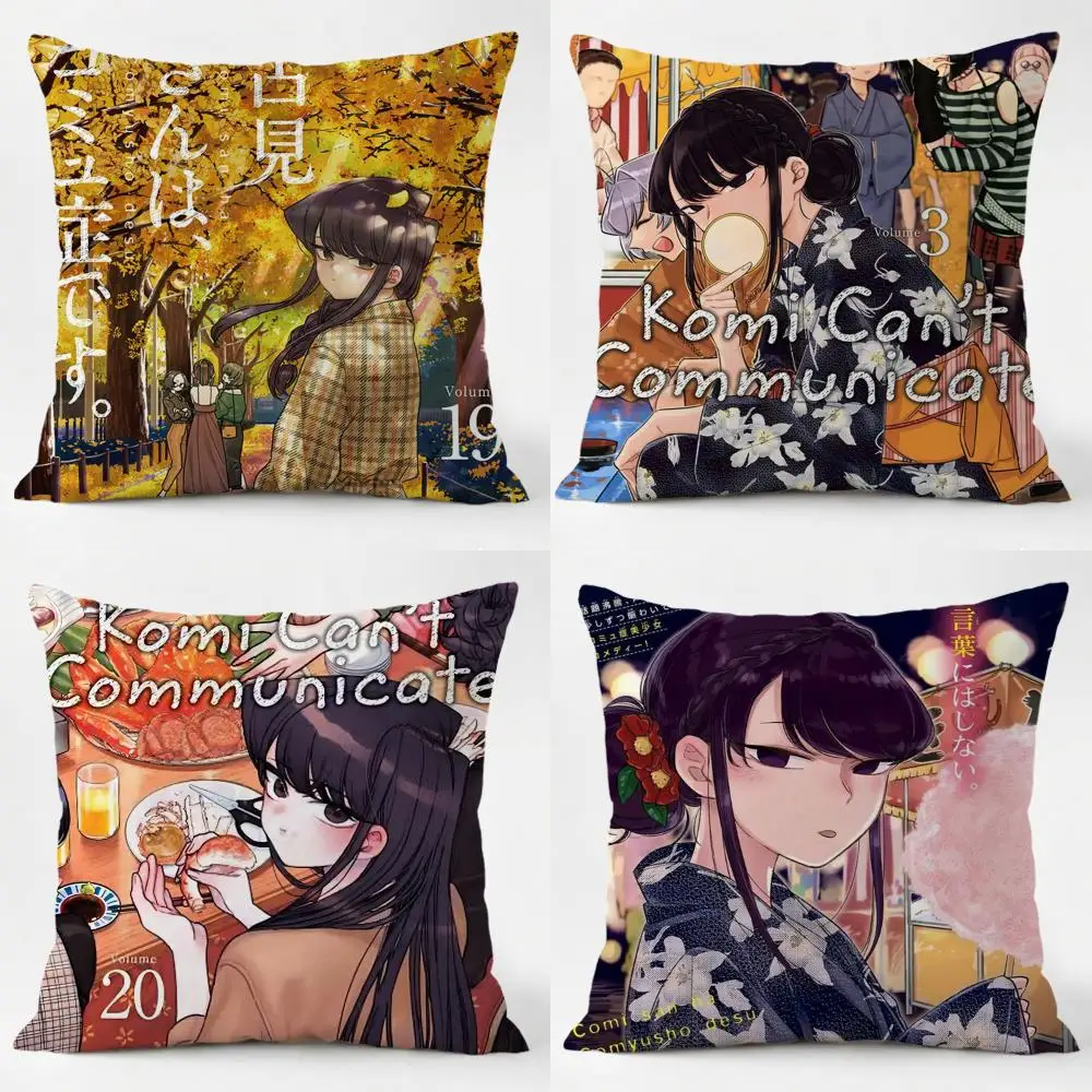 K-Komi Can't Communicate Cushion Cover Daily Washable Linen Pillowcase Soft  for Sofa Bed Home Room Decor