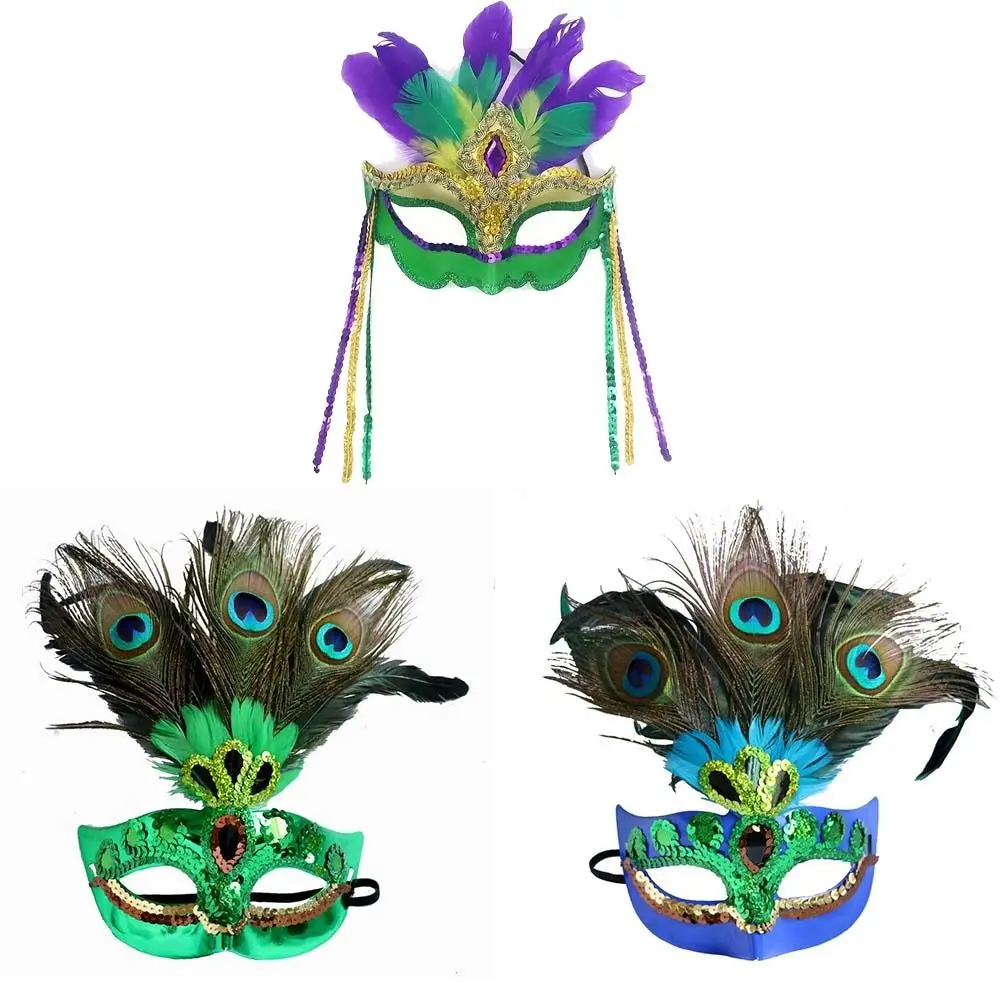 Princess Party Supplies Peacock Feather Mask Makeup Hollow Out Carnival Mask Plastic Venice Masquerade Masks Valentine's Day