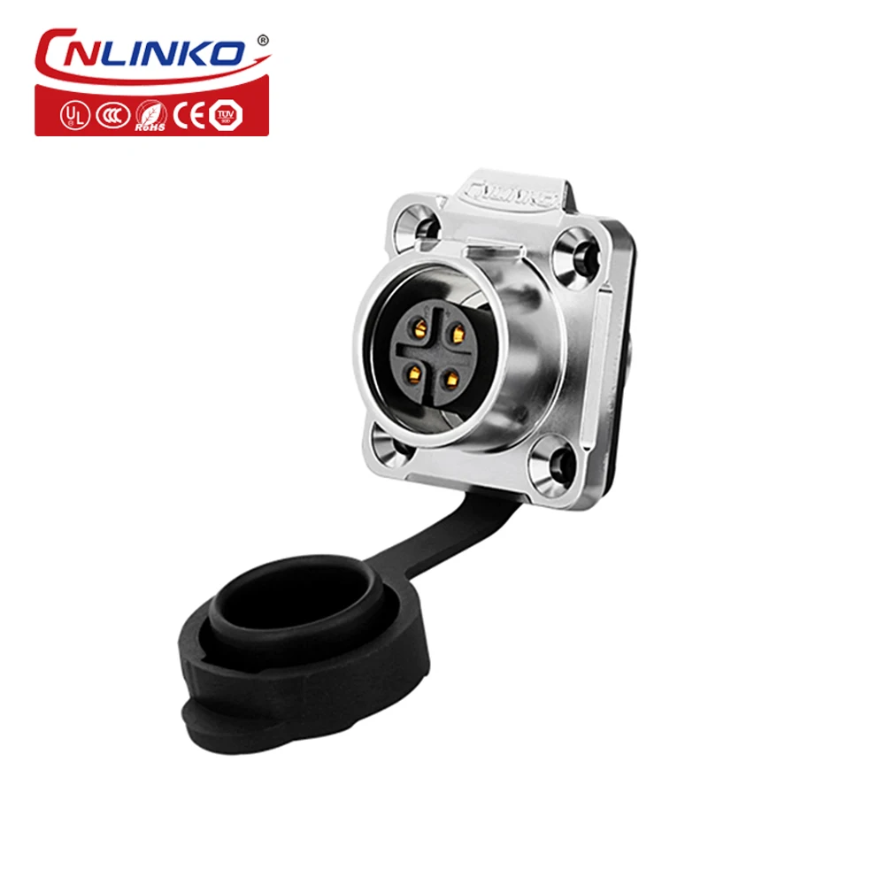 CNLINKO M16 10A DC AC Power supply cables Connector Waterproof IP68 4 pin metal and plastic Connector LED Lighting Plug Socket