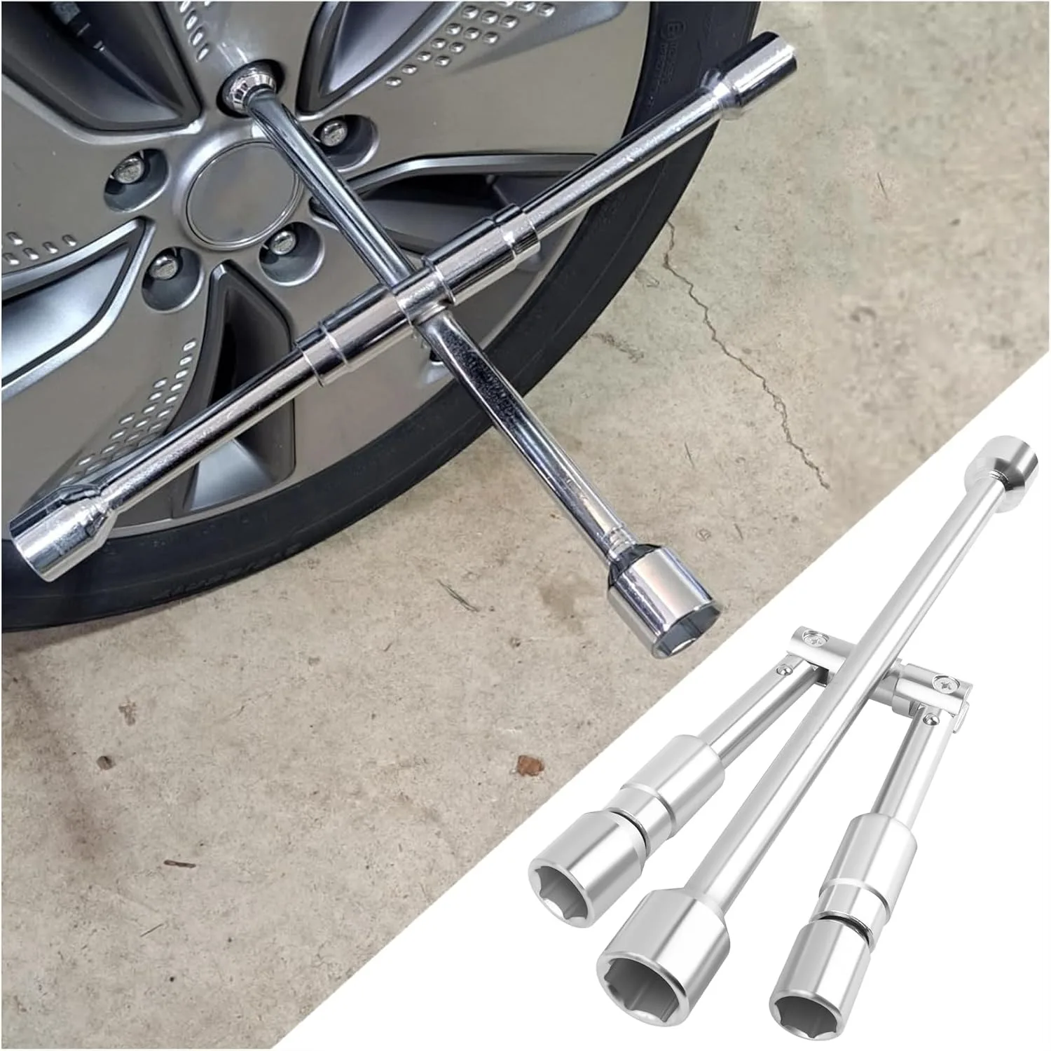 

4 Way Lug Wrench Foldable 14-Inch for Car Wheel Lug Nuts, Universal Labor-Saving Tire Iron Tool for Cars and SUVs