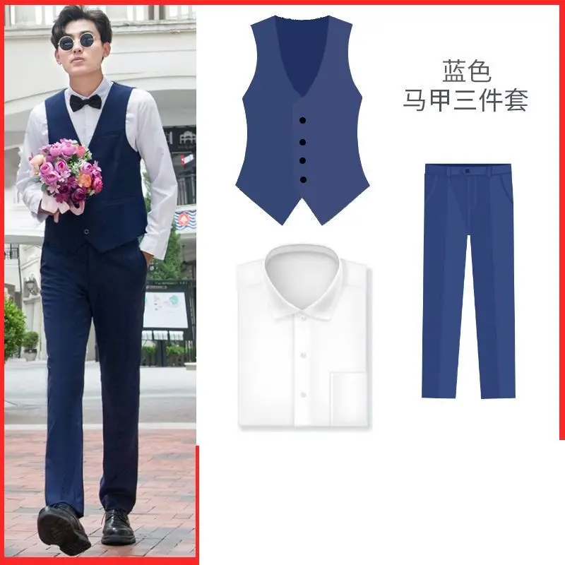 Spring and Autumn Korean Version Trendy Slim Suit Vest Men's British Suit Vest Casual Professional Vest Groomsman Vest