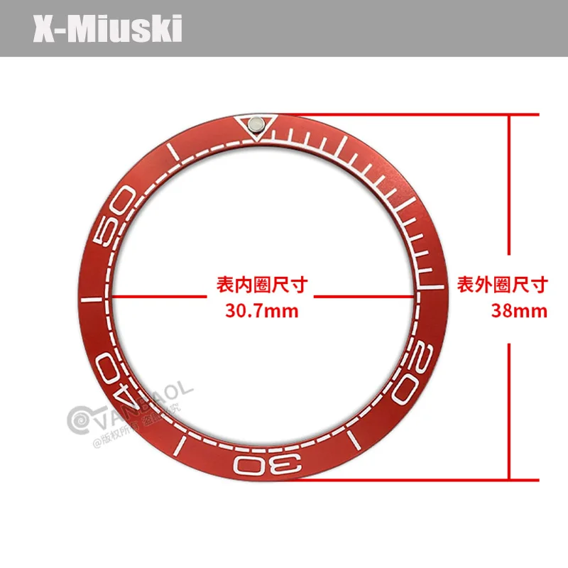 

38mmx30.6mm Aluminum ring Watch Bezel Insert Fit For SUB SKX007 SRPD NH35 Men Watch Case Men Wristwatch Replace Watch Bezel Ring