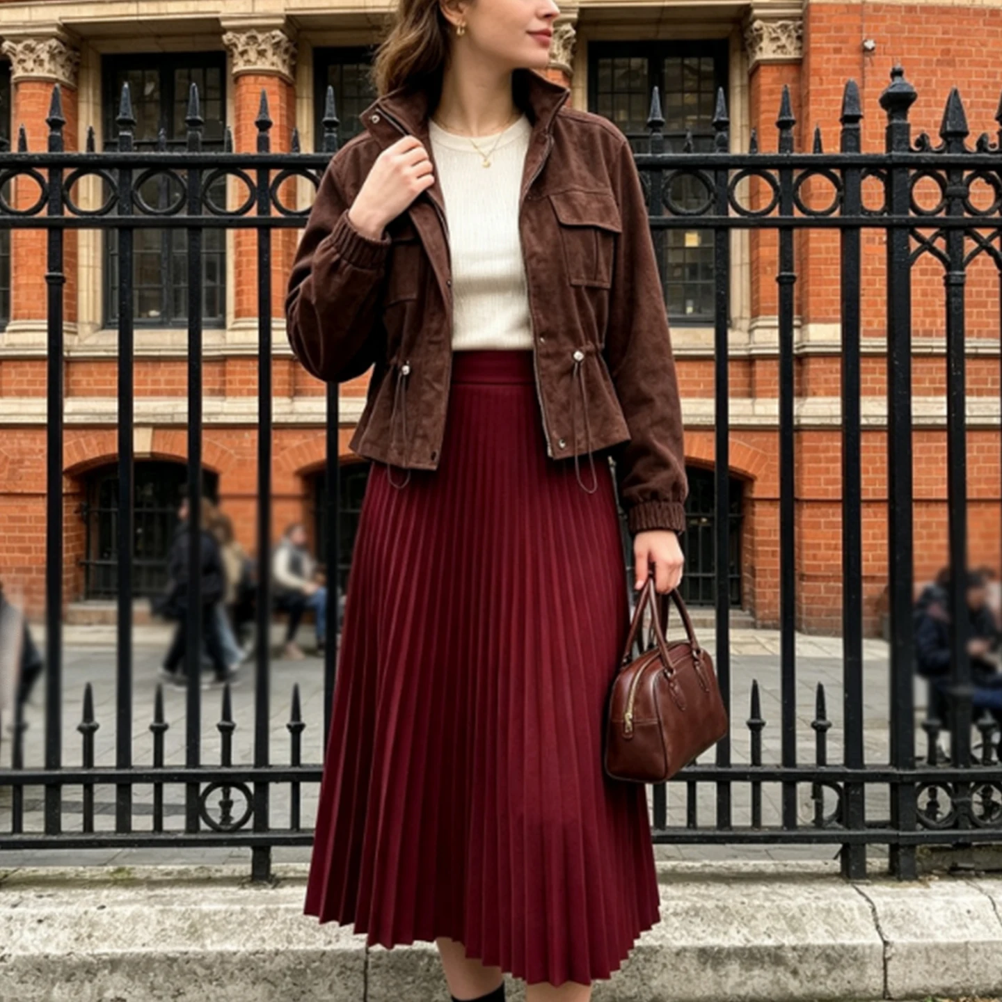 Women's Fashionable Long Sleeve Drawstring Waistcoat Autumn 2026 New Arrival Zipper Closure Loose Fit Jacket Stand Collar