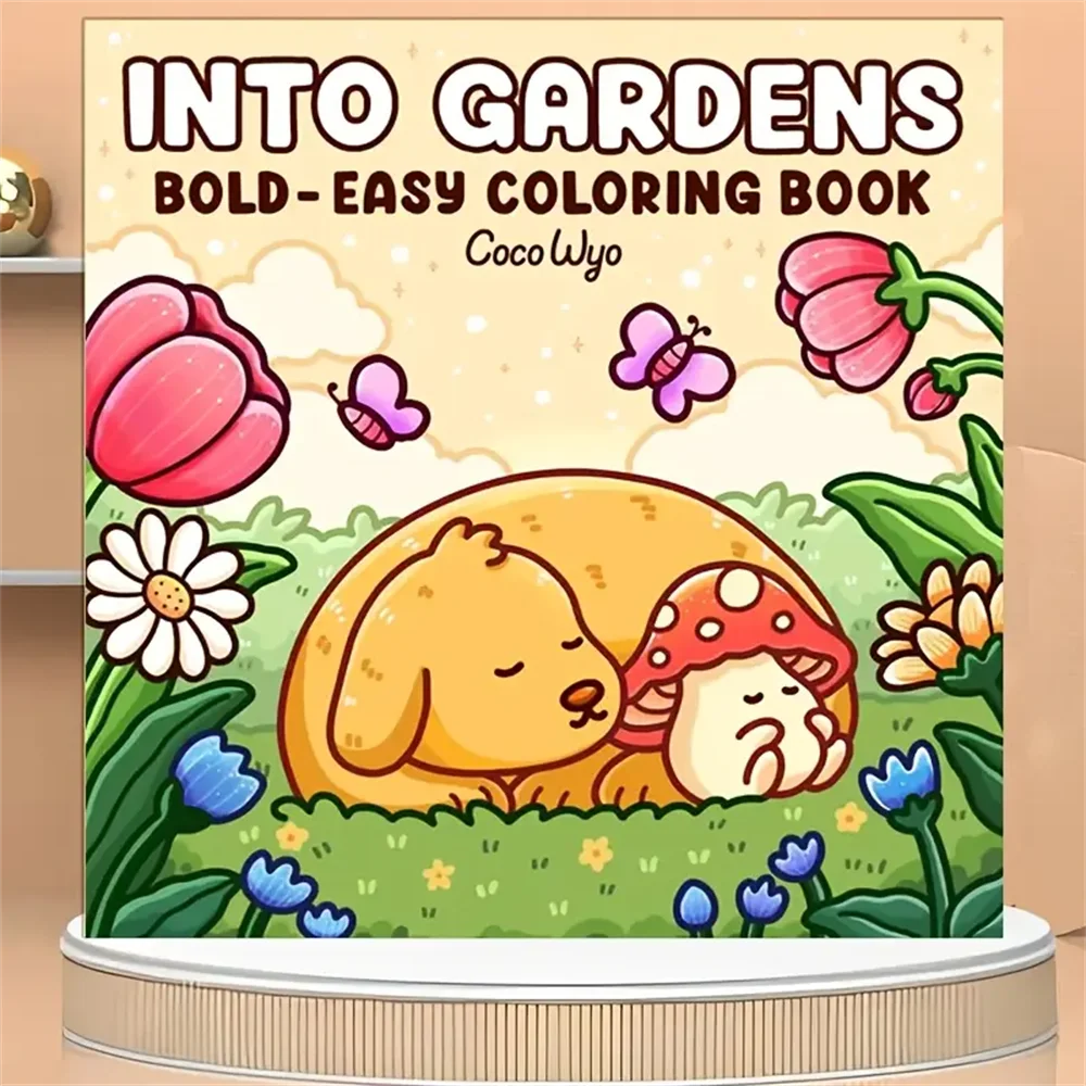 

BF·FUR Into Gardens Книжка-раскраска, смелое и легкое растение, цветочный и животный дизайн, бумажный материал, без перьев, без электричества,